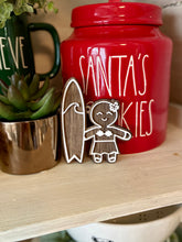 Load image into Gallery viewer, Gingerbread Girl Surfer Ornament