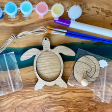 Load image into Gallery viewer, Coastal Themed (Sea Turtle and Surfboard) DIY Ornament Kits