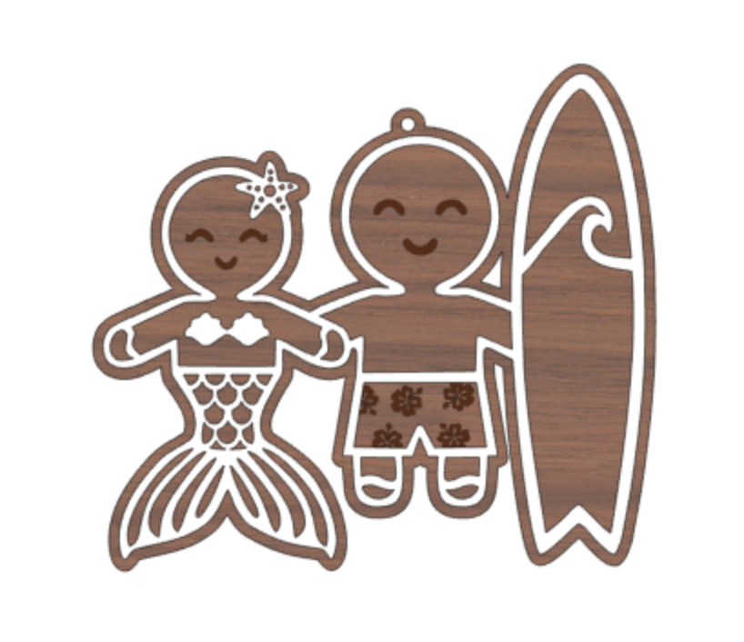 Family of 2 Gingerbread Ornaments